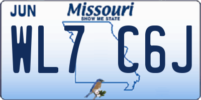 MO license plate WL7C6J
