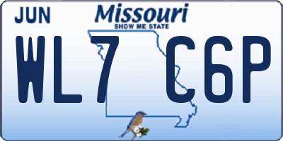 MO license plate WL7C6P