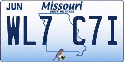 MO license plate WL7C7I