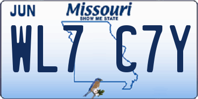 MO license plate WL7C7Y