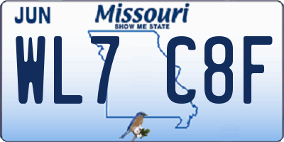 MO license plate WL7C8F