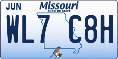 MO license plate WL7C8H