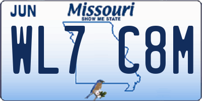 MO license plate WL7C8M