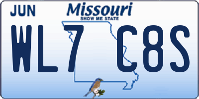 MO license plate WL7C8S