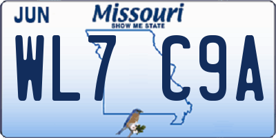 MO license plate WL7C9A