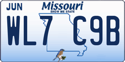 MO license plate WL7C9B