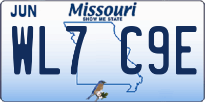 MO license plate WL7C9E
