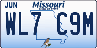 MO license plate WL7C9M