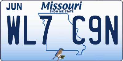 MO license plate WL7C9N