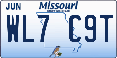 MO license plate WL7C9T