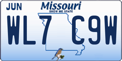 MO license plate WL7C9W