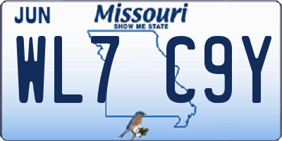 MO license plate WL7C9Y
