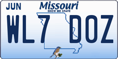 MO license plate WL7D0Z