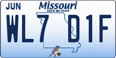 MO license plate WL7D1F
