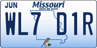 MO license plate WL7D1R