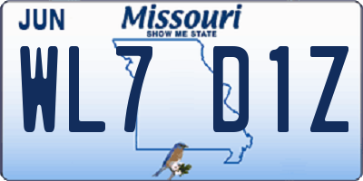 MO license plate WL7D1Z