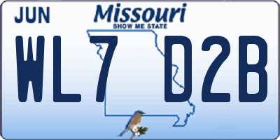 MO license plate WL7D2B