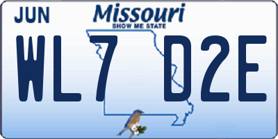 MO license plate WL7D2E