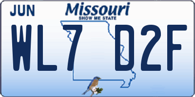 MO license plate WL7D2F