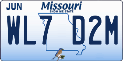 MO license plate WL7D2M