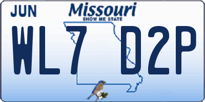 MO license plate WL7D2P