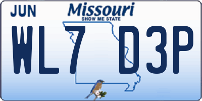 MO license plate WL7D3P