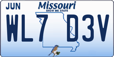 MO license plate WL7D3V