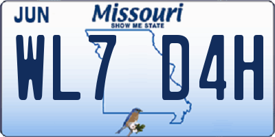 MO license plate WL7D4H