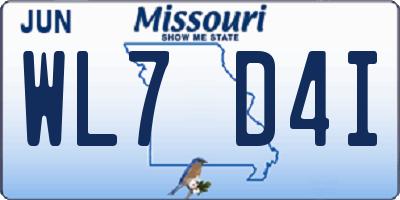 MO license plate WL7D4I