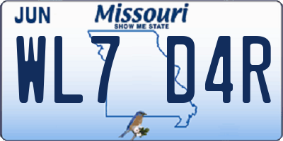 MO license plate WL7D4R