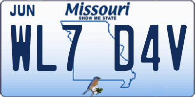MO license plate WL7D4V