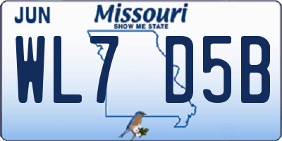 MO license plate WL7D5B
