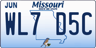 MO license plate WL7D5C