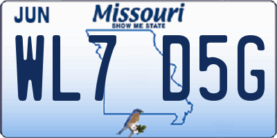 MO license plate WL7D5G