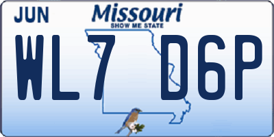 MO license plate WL7D6P