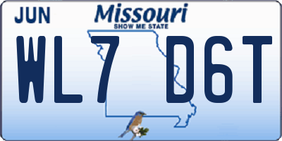 MO license plate WL7D6T