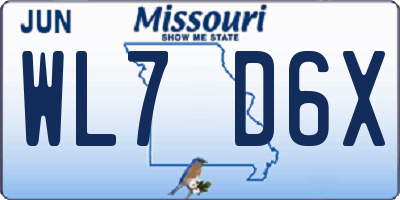 MO license plate WL7D6X