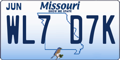 MO license plate WL7D7K