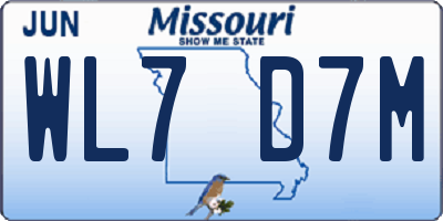 MO license plate WL7D7M