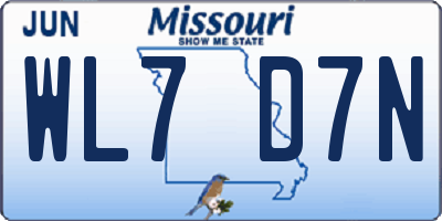 MO license plate WL7D7N