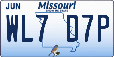 MO license plate WL7D7P