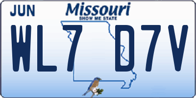 MO license plate WL7D7V