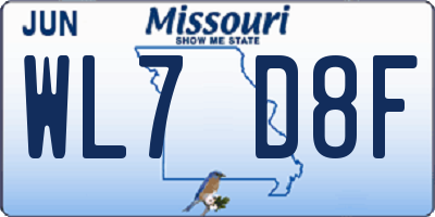 MO license plate WL7D8F