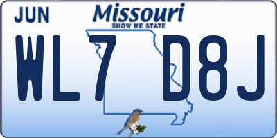 MO license plate WL7D8J