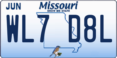 MO license plate WL7D8L