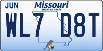 MO license plate WL7D8T