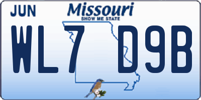 MO license plate WL7D9B