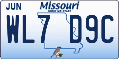 MO license plate WL7D9C