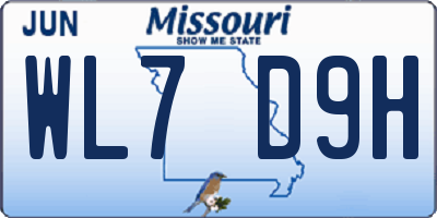 MO license plate WL7D9H