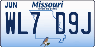 MO license plate WL7D9J